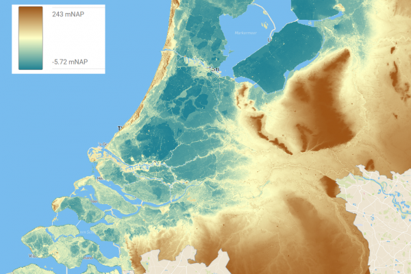 Elevation map of part of the Netherlands