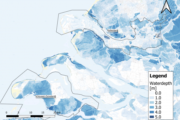 Flood risk map of Rotterdam and Zeeland