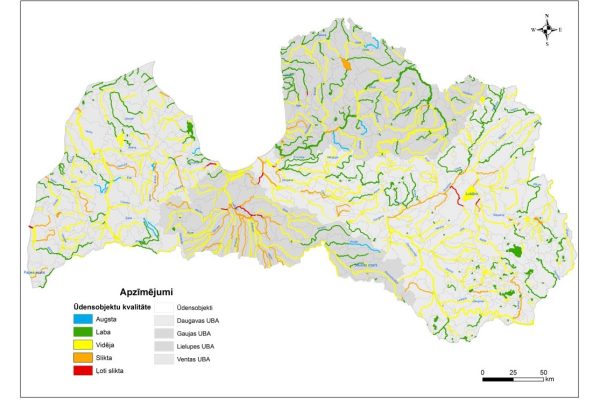 Ecological quality of water in water bodies of Latvia in 2021 (source: State Limited Liability Company “Latvian Environment, Geology and Meteorology Centre” - LEGMC)